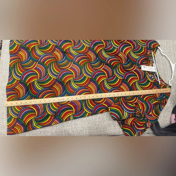 Lapogee Women’s Rainbow Colorful Short Ruffle Sleeve Plus Size Dress Sz 2X - Picture 11 of 11